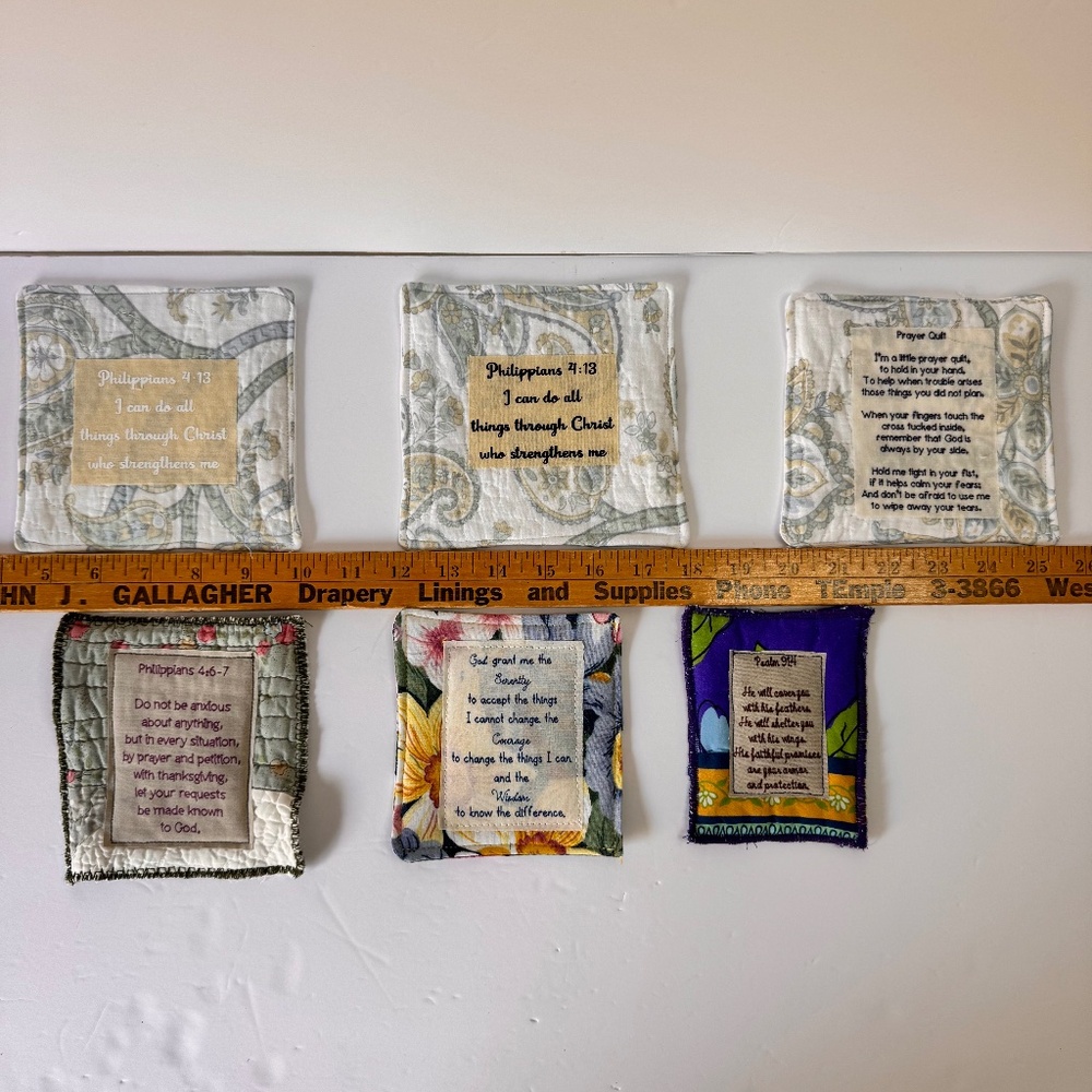 6 Handcrafted Prayer Quilts‎ lot unique